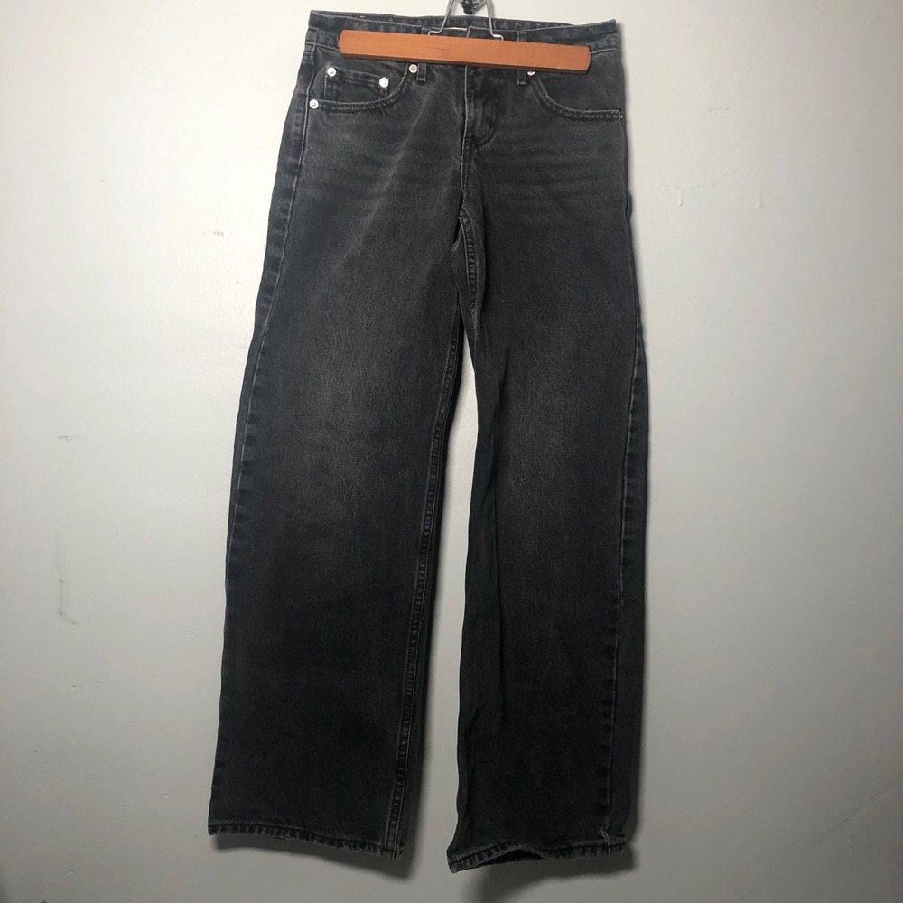 Levi's Premium Low Loose Jeans Womens 24 Black Wide Leg Baggy A5566-0000